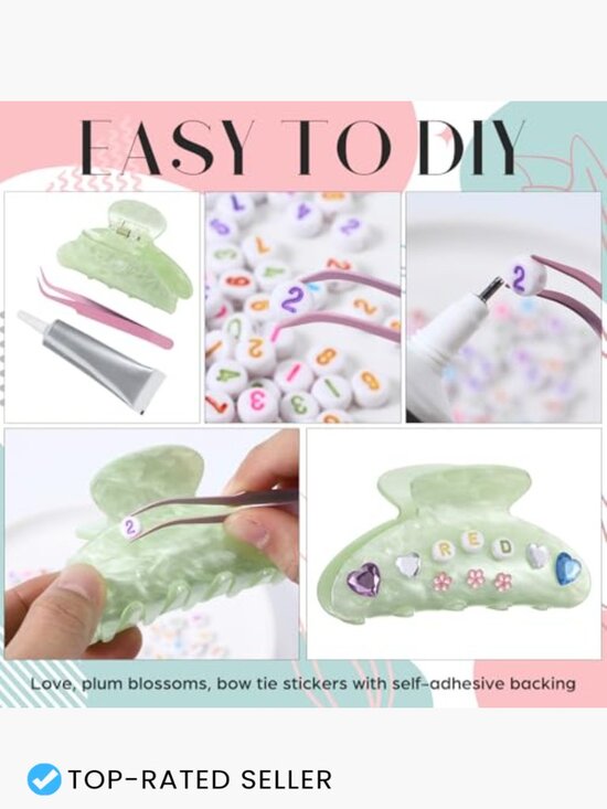 DIY Hair Claw Clip Kit Acrylic Beads Star Pearl Stickers for Women Party main image 4